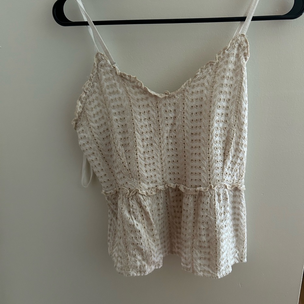 Women's Cream Peplum Tank Top